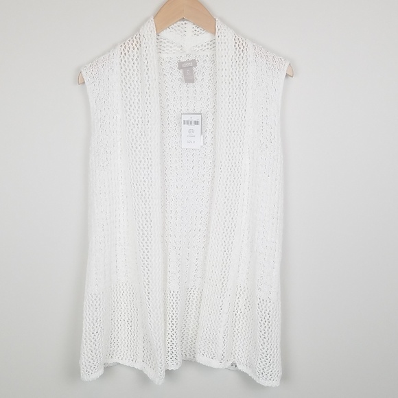 Chico's Sweaters - Chico's White Sigrid Knitted Crochet Vest size 0